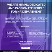 Looking for dedicated and passionate people for HR Department